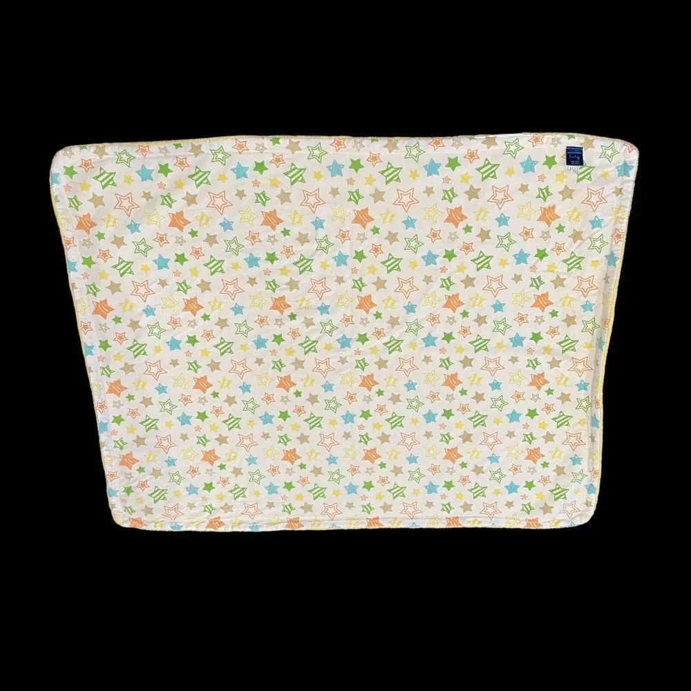 Falls Creek‎ Fleece Baby Blanket Striped Stars Yellow Green Plush 2011 30”x38”